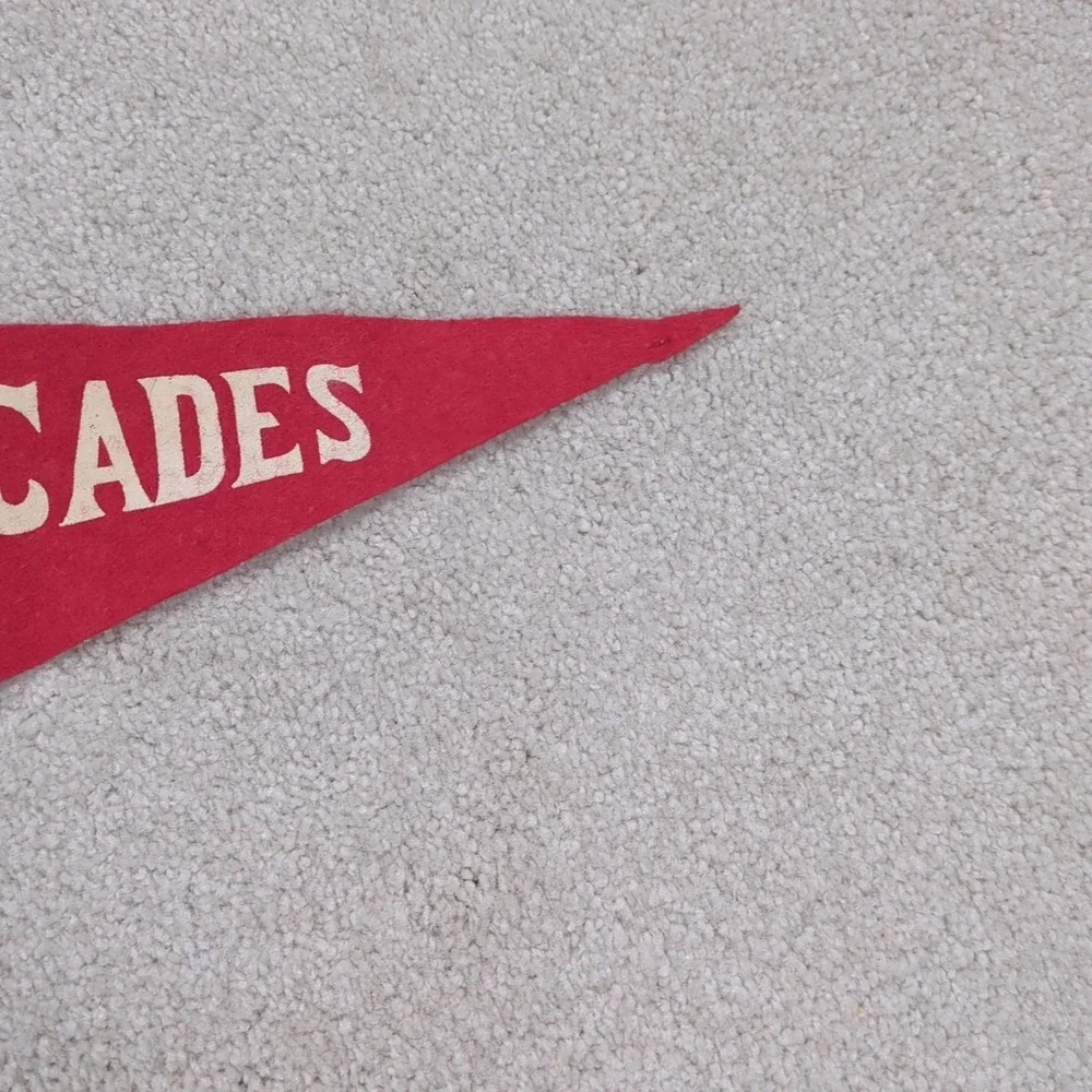 Red The Cascades Jackson Michigan MI Felt Pennant Vintage Travel Souvenir 40s 50